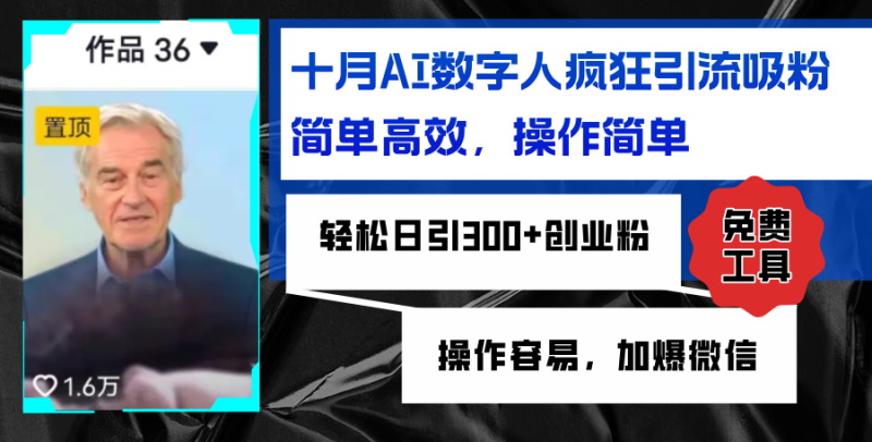 （12963期）AI数字人疯狂引流吸粉，简单高效，日引300+创业粉 ，操作容易，加爆微信-副业宝典