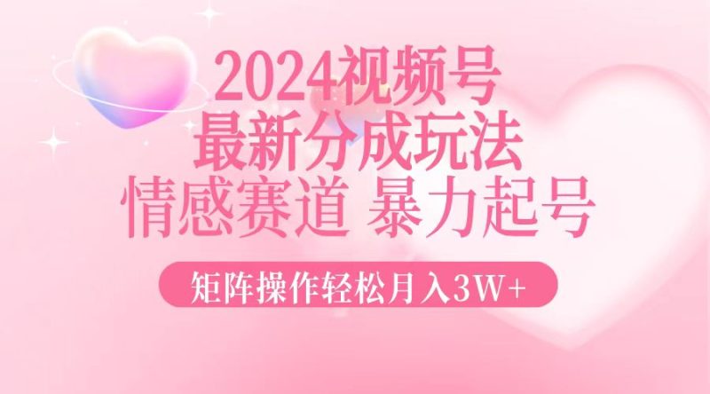 （12922期）2024最新视频号分成玩法，情感赛道，暴力起号，矩阵操作轻松月入3W+-副业宝典