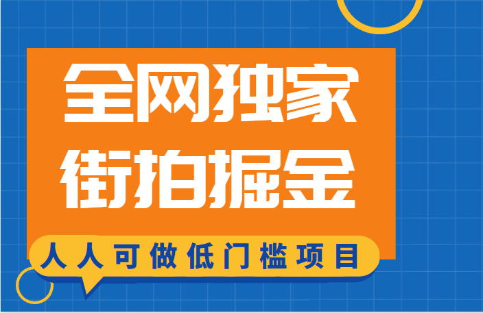全网独家一街拍掘金，低门槛人人可做的赚钱项目-副业宝典