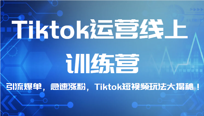 Tiktok运营线上训练营，引流爆单，急速涨粉，Tiktok短视频玩法大揭秘！-副业宝典