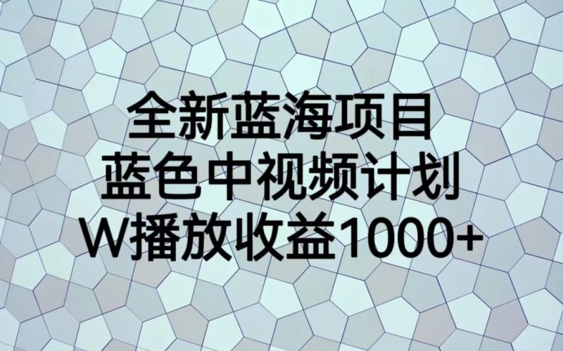 全新蓝海项目，蓝色中视频计划，1W播放量1000+-副业宝典