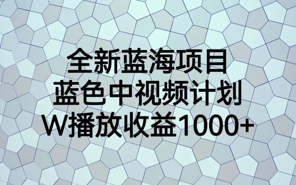 全新蓝海项目，蓝色中视频计划，1W播放量1000+-副业宝典