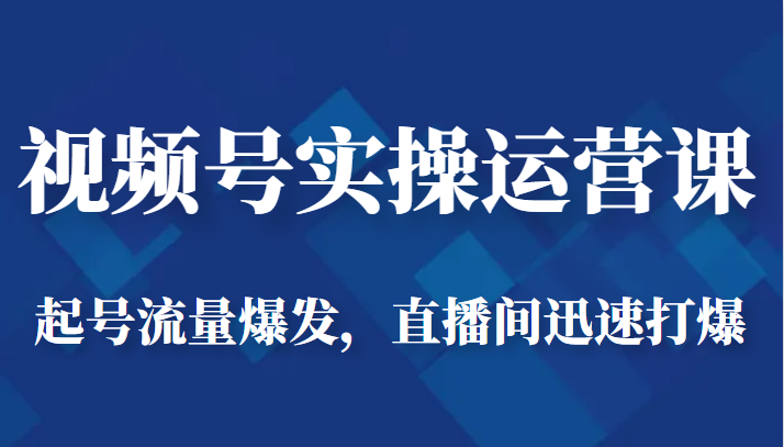 视频号实操运营课-起号流量爆发，直播间迅速打爆-副业宝典
