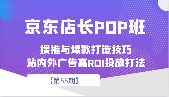 京东店长POP班【第55期】，京东搜推与爆款打造技巧，站内外广告高ROI投放打法-副业宝典