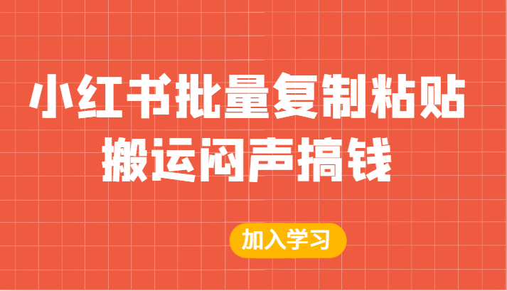 某公众号付费文章：小红书批量复制粘贴搬运闷声搞钱！-副业宝典