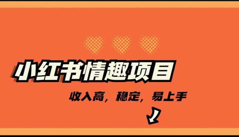 最新小红书情趣项目，市场大，日入千+，持续稳定收入-副业宝典