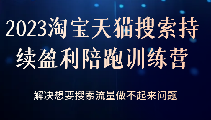 2023淘宝天猫搜索持续盈利陪跑训练营，解决想要搜索流量做不起来问题-副业宝典