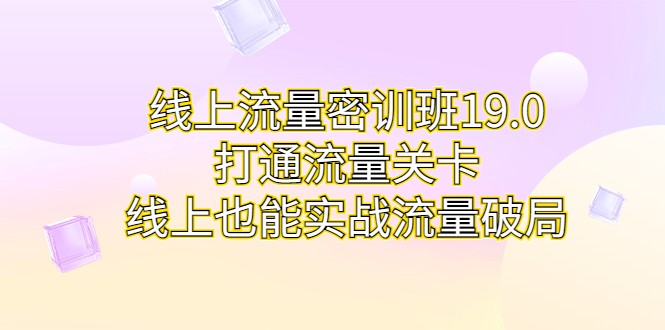 线上流量密训班19.0，打通流量关卡，线上也能实战流量破局-副业宝典