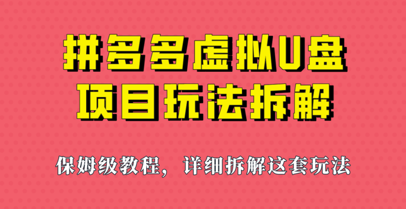拼多多虚拟U盘项目，保姆级拆解，可多店操作，一天1000左右！-副业宝典