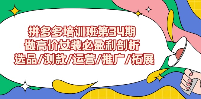 拼多多培训班第34期：做高价女装必盈利剖析 选品/测款/运营/推广/拓展-副业宝典