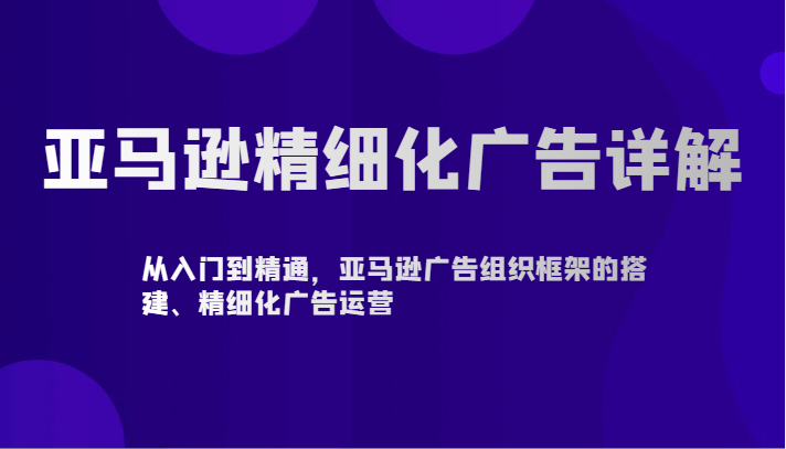 亚马逊精细化广告详解-从入门到精通，亚马逊广告组织框架的搭建、精细化广告运营-副业宝典