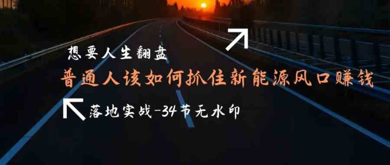 想要人生翻盘，普通人如何抓住新能源风口赚钱，落地实战案例课-副业宝典