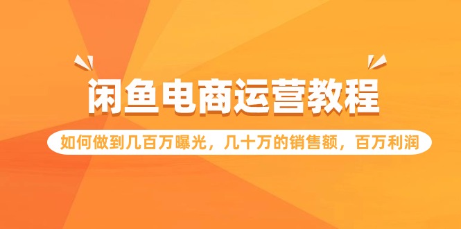 闲鱼电商运营教程：如何做到几百万曝光，几十万的销售额，百万利润-副业宝典