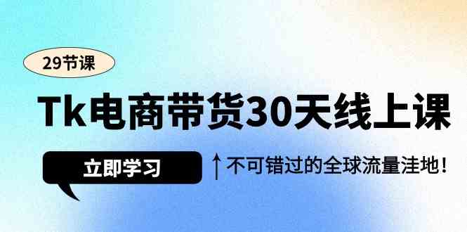 Tk电商带货30天线上课，不可错过的全球流量洼地（29节课）-副业宝典