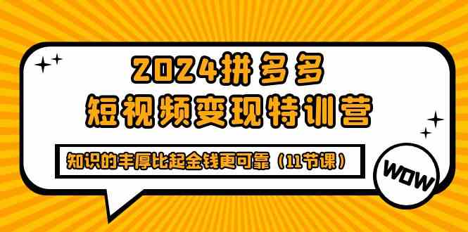 2024拼多多短视频变现特训营，知识的丰厚比起金钱更可靠（11节课）-副业宝典