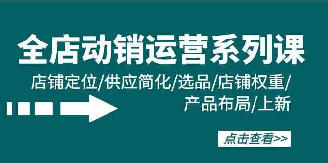 全店动销运营系列课：店铺定位/供应简化/选品/店铺权重/产品布局/上新-副业宝典