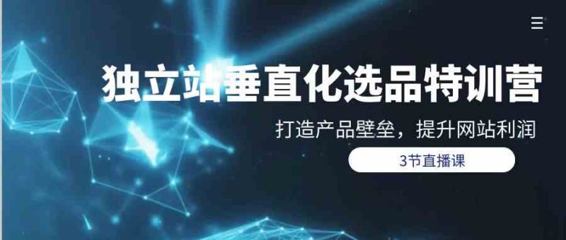独立站垂直化选品训练营，打造产品壁垒，提升网站利润（3节直播课）-副业宝典