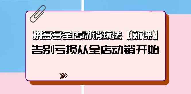 拼多多全店动销玩法【新课】，告别亏损从全店动销开始（4节视频课）-副业宝典