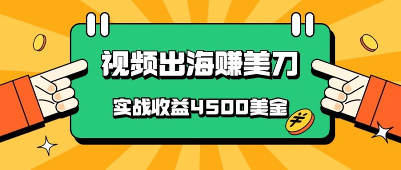 国内爆款视频出海赚美刀，实战收益4500美金，批量无脑搬运，无需经验直接上手-副业宝典