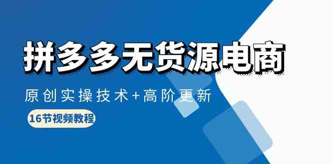 拼多多无货源电商，原创实操技术+高阶更新（16节视频教程）-副业宝典