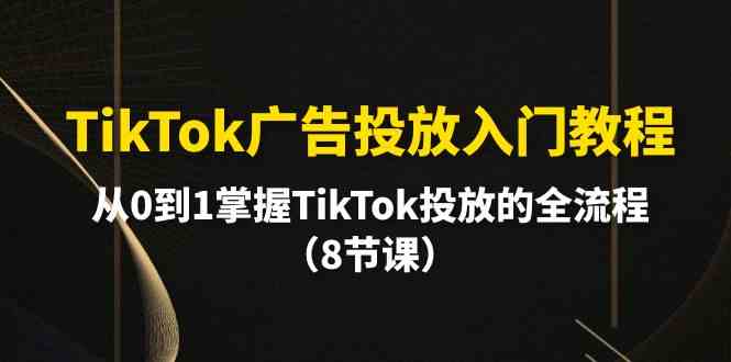 TikTok广告投放入门教程，从0到1掌握TikTok投放的全流程（8节课）-副业宝典