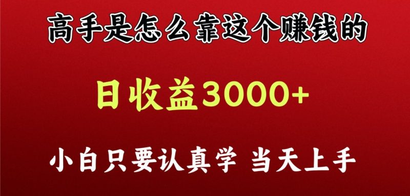 看高手是怎么赚钱的，一天收益至少3000+以上，小白当天上手-副业宝典