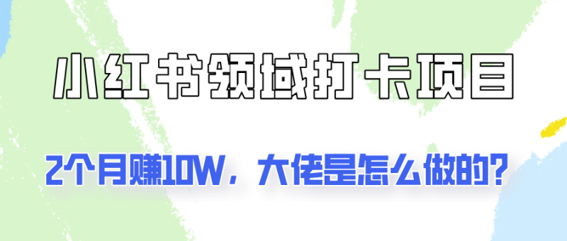 通过小红书领域打卡项目2个月赚10W，大佬是怎么做的？-副业宝典