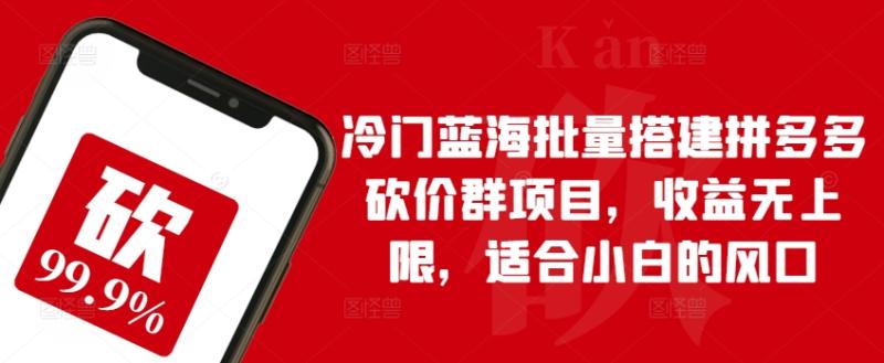 冷门蓝海批量搭建拼多多砍价群项目，收益无上限，适合小白的风口【揭秘】-副业宝典