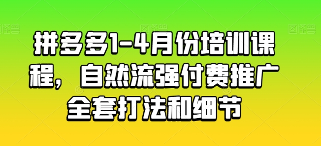 拼多多1-4月份培训课程，自然流强付费推广全套打法和细节-副业宝典
