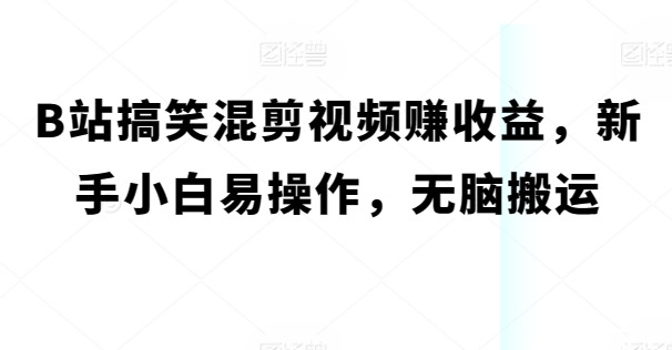 B站搞笑混剪视频赚收益，新手小白易操作，无脑搬运-副业宝典
