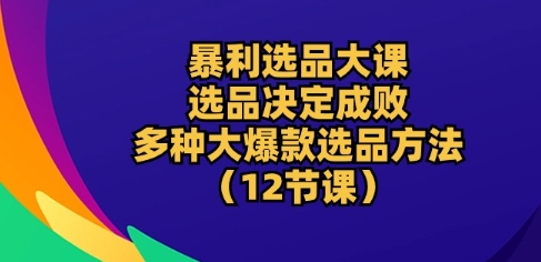 暴利选品大课：选品决定成败，教你多种大爆款选品方法(12节课)-副业宝典