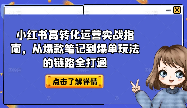小红书高转化运营实战指南，从爆款笔记到爆单玩法的链路全打通-副业宝典