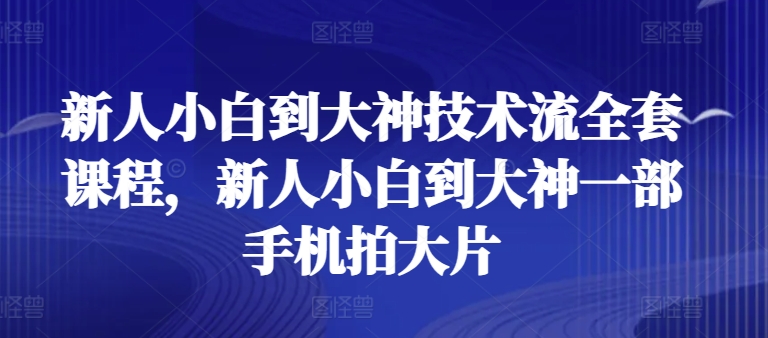 新人小白到大神技术流全套课程，新人小白到大神一部手机拍大片-副业宝典