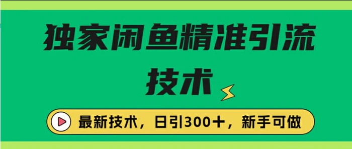 闭鱼精准引流，日引300+创业粉保姆级教程，新手可做-副业宝典