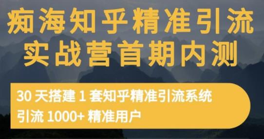 痴海知乎精准引流实战营1-2期，30天搭建1套知乎精准引流系统，引流1000+精准用户-副业宝典