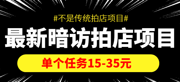 最新暗访拍店信息差项目，单个任务15-35元（不是传统拍店项目）-副业宝典