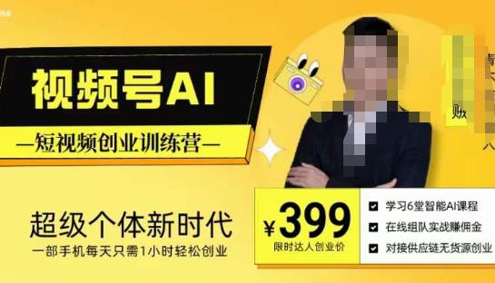 视频号AI短视频创业训练营，超级个体新时代，一部手机每天只需1小时轻松创业-副业宝典
