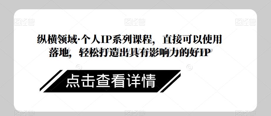纵横领域·个人IP系列课程，直接可以使用落地，轻松打造出具有影响力的好IP-副业宝典
