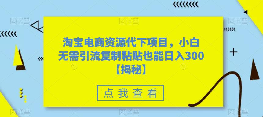 淘宝电商资源代下项目，小白无需引流复制粘贴也能日入300＋【揭秘】-副业宝典