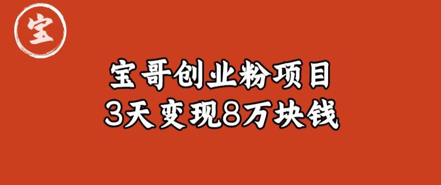 宝哥IP图文创业粉引流项目实战分享：单个账号3天涨粉1万，变现8万块钱（图文教程）【揭秘】-副业宝典