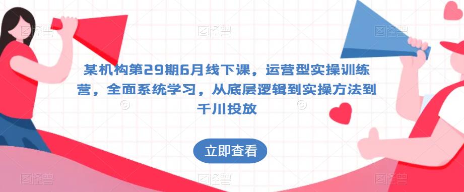 某机构第29期6月线下课，运营型实操训练营，全面系统学习，从底层逻辑到实操方法到千川投放-副业宝典