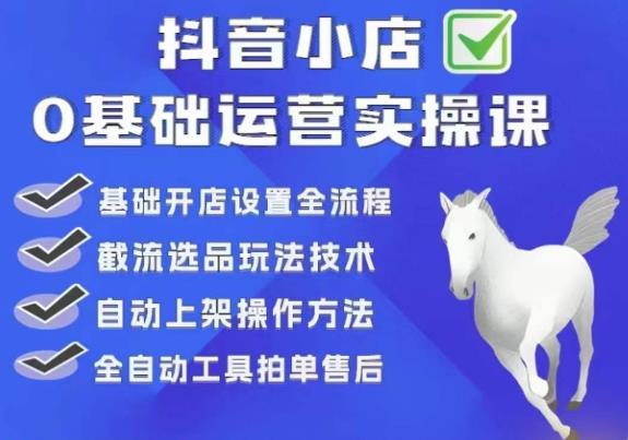 白马电商·0基础抖店运营实操课，基础开店设置全流程，截流选品玩法技术-副业宝典