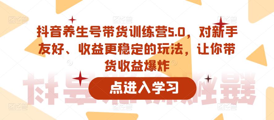 抖音养生号带货训练营5.0，对新手友好、收益更稳定的玩法，让你带货收益爆炸（更新）-副业宝典