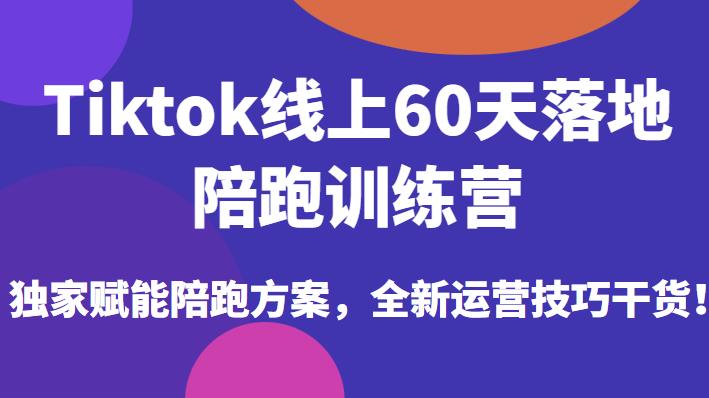 Tiktok线上60天落地陪跑训练营，独家赋能陪跑方案，全新运营技巧干货-副业宝典