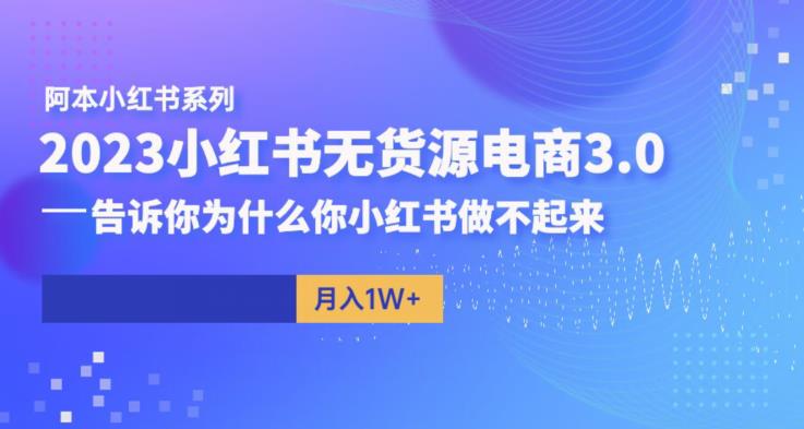 阿本小红书无货源电商3.0，告诉你为什么你小红书做不起来-副业宝典