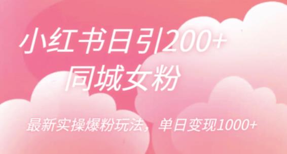小红书日引200+同城女粉，最新实操爆粉玩法，单日变现1000+【揭秘】-副业宝典