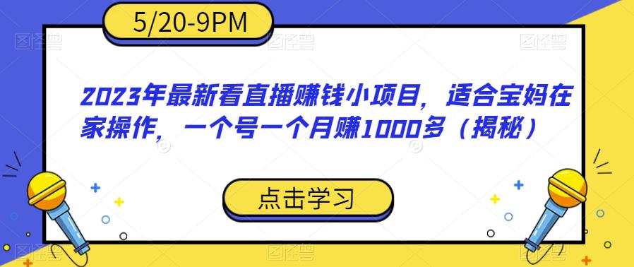 2023年最新看直播赚钱小项目，适合宝妈在家操作，一个号一个月赚1000多（揭秘）-副业宝典