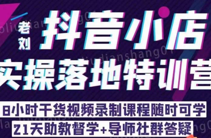老刘·抖店商品卡流量，​抖音小店实操落地特训营，8小时干货视频录制课程随时可学-副业宝典