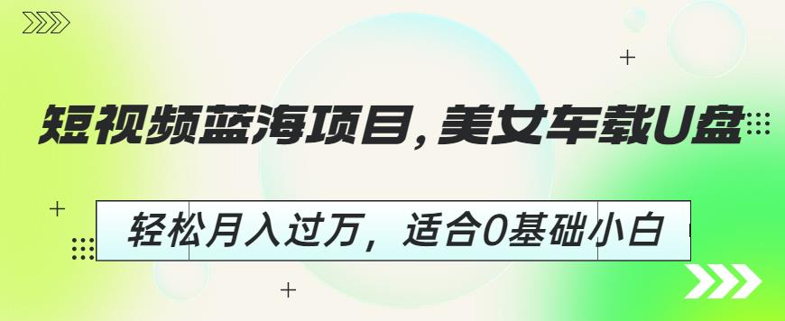 短视频蓝海项目，美女车载U盘，轻松月入过万，适合0基础小白【揭秘】-副业宝典