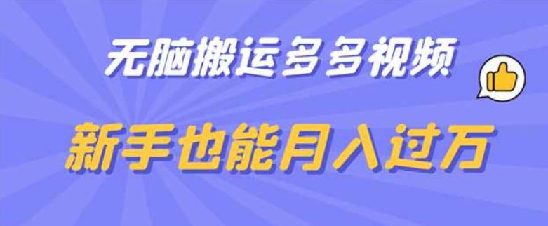 无脑搬运多多视频，新手也能月入过万【揭秘】-副业宝典